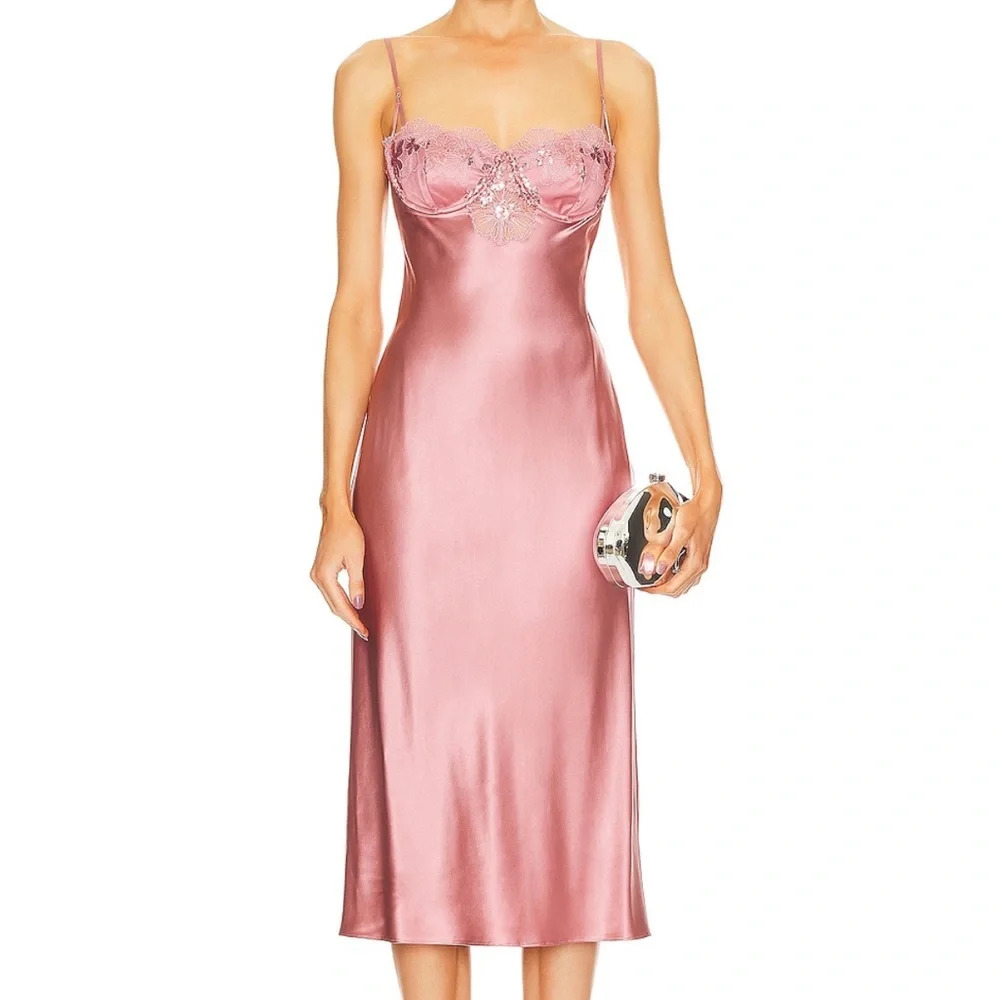 New Fleur du mal Sequin violet Embroidery Slip dress size M, runs small